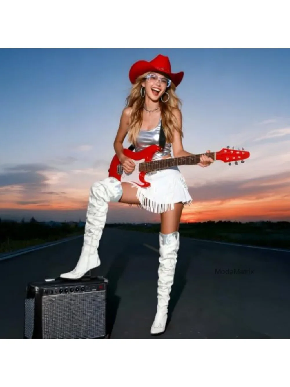 Women's Cowboy Over The Knee High Cowgirl Boots Faux Leather Embroidered